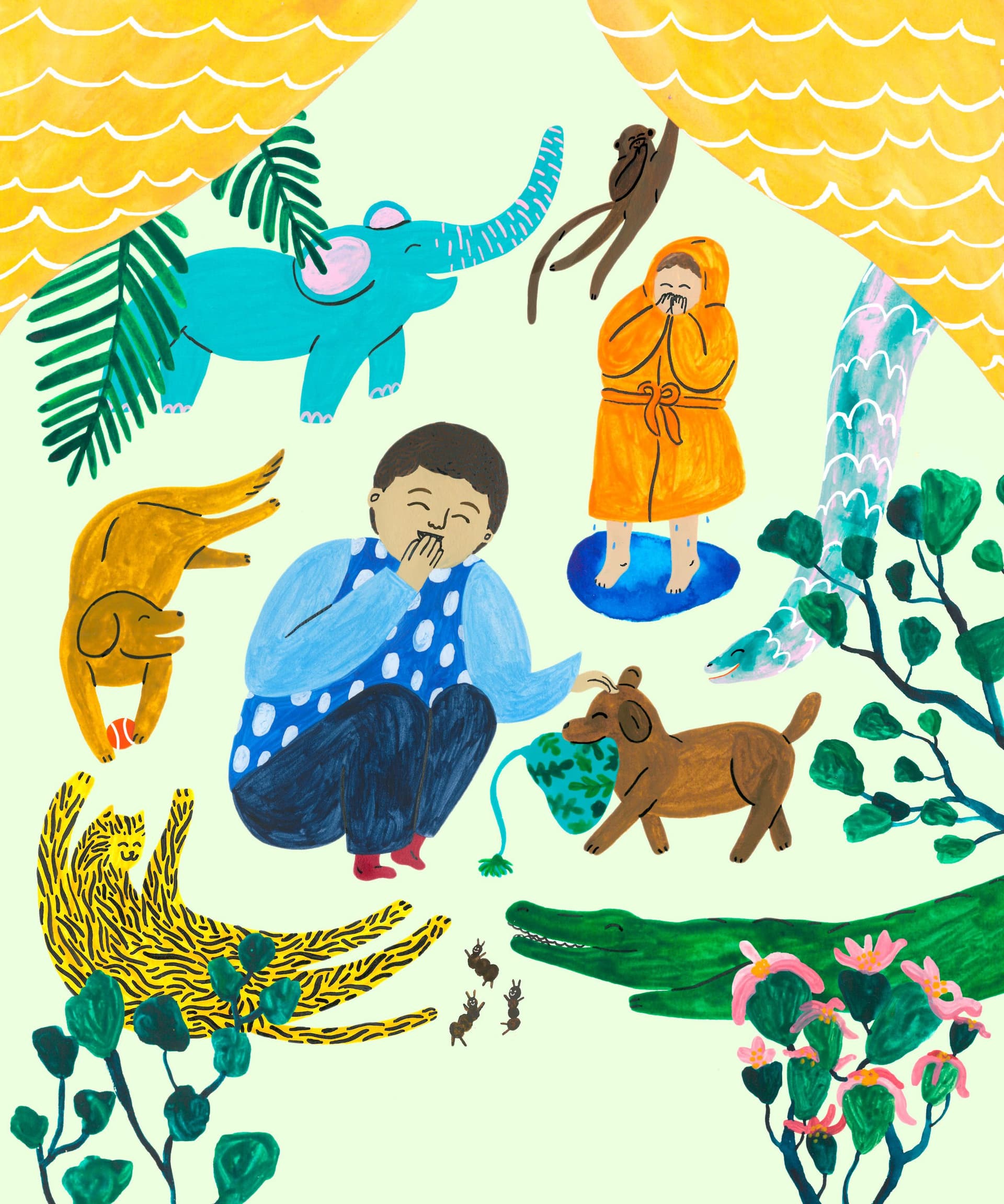 Konstverk: Ida Sundin Asp, ur boken Rut och djungelmössan (detalj), 2018