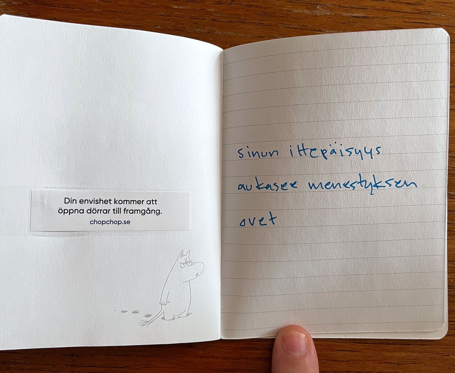 Anteckningsbok med text