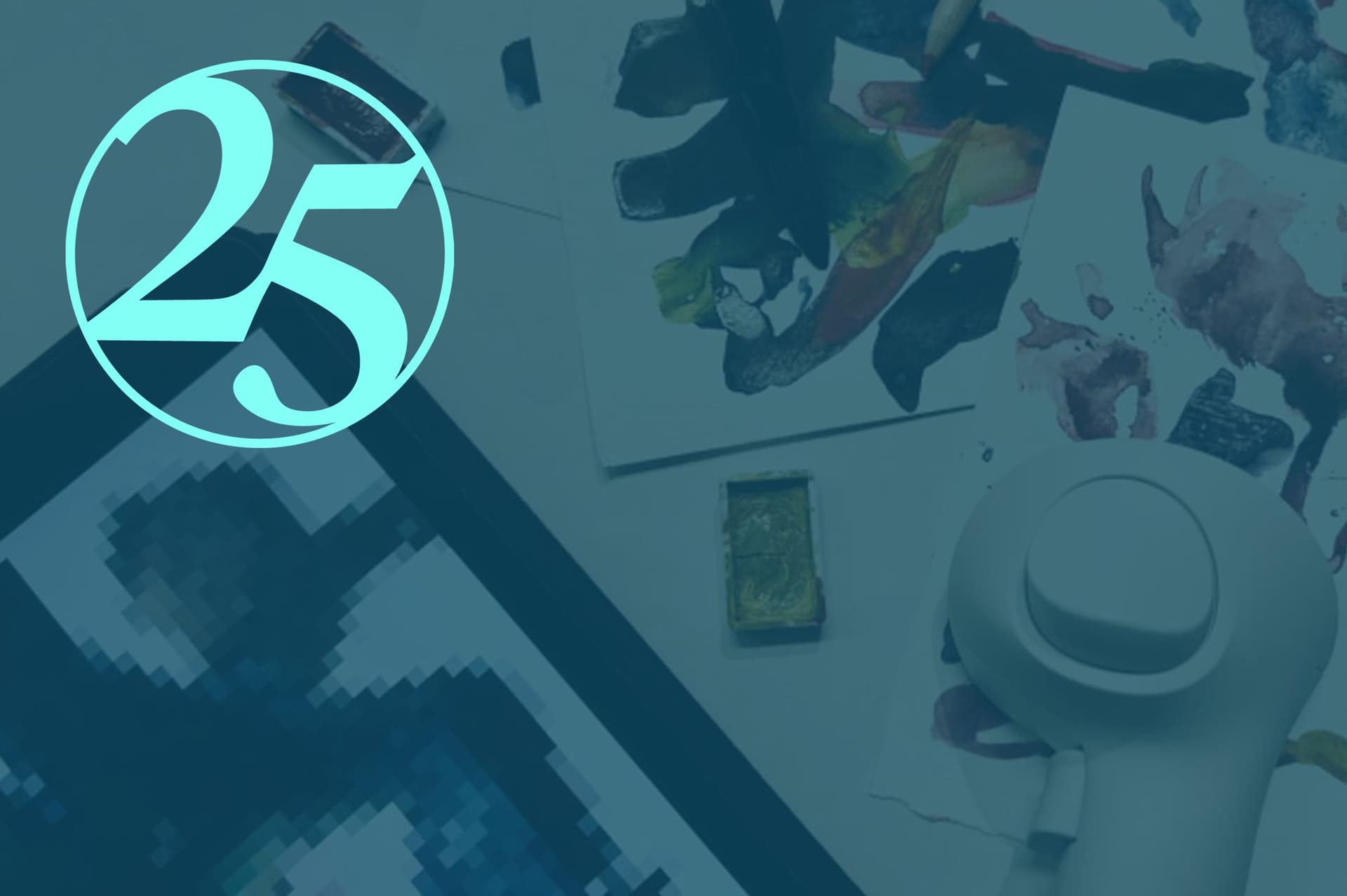 Blue image of pixels and color