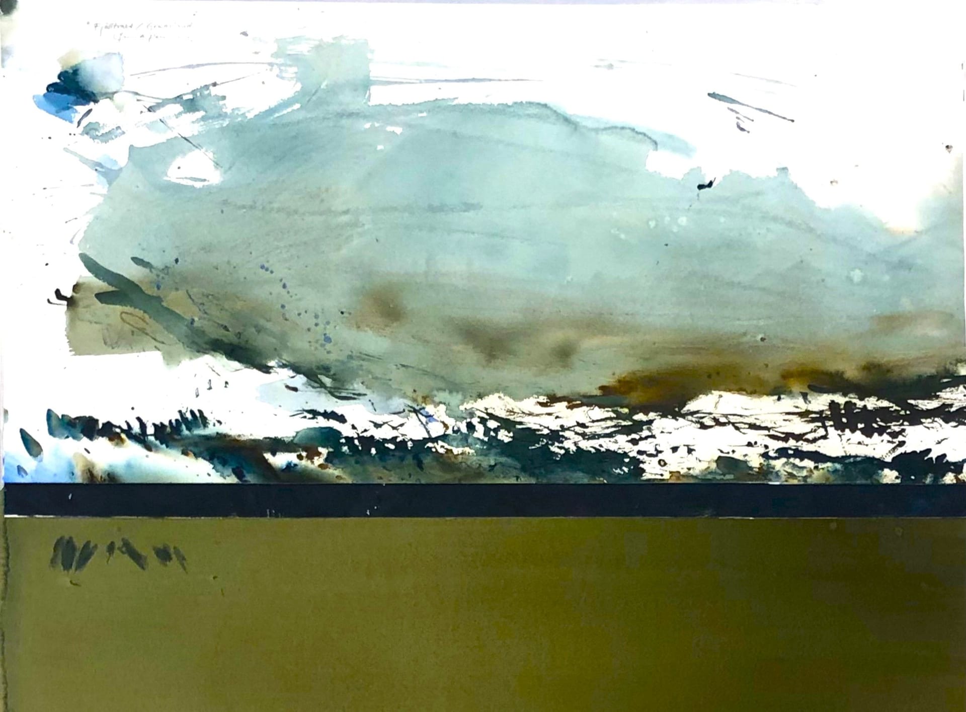Landscape painting with collage, by Lars A Persson