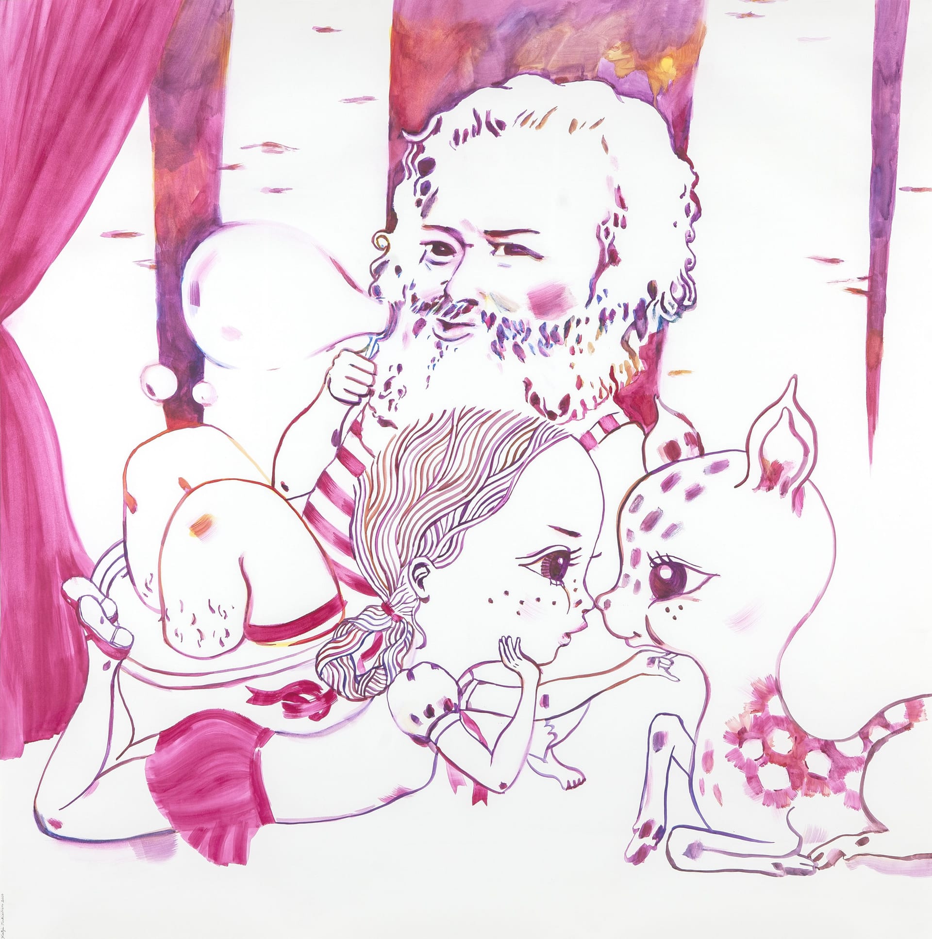 Konstverk: Katja Tukiainen, Mlle Good Heavens bathes with Karl Marx, 2010