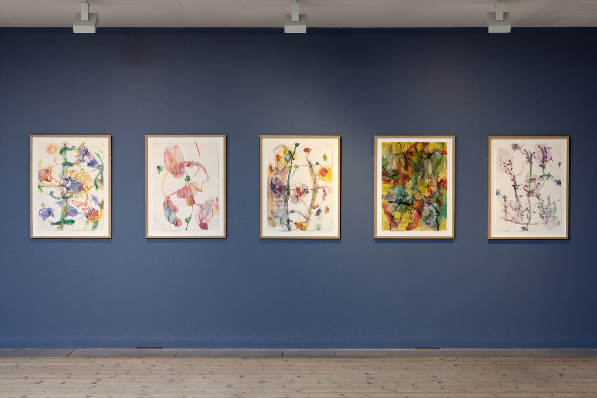 Works by Bernd Koberling on dark blue wall