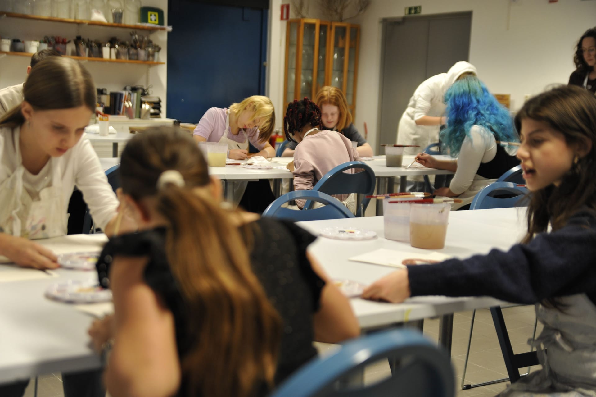 Pupils in the workshop