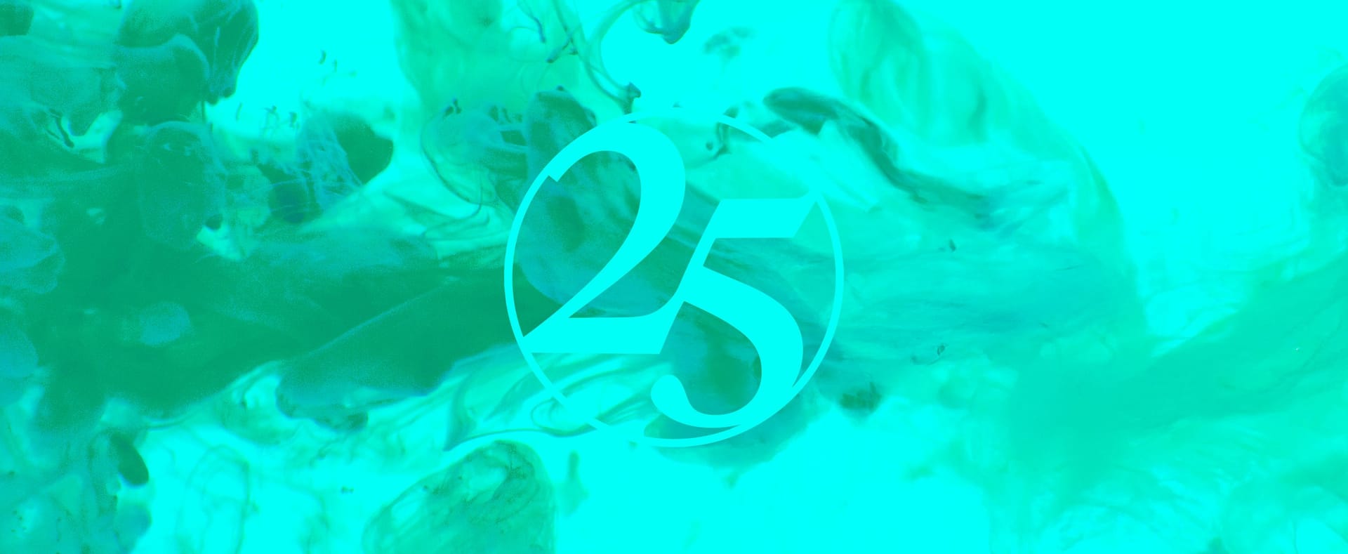 Turquoise watercolor with the number 25