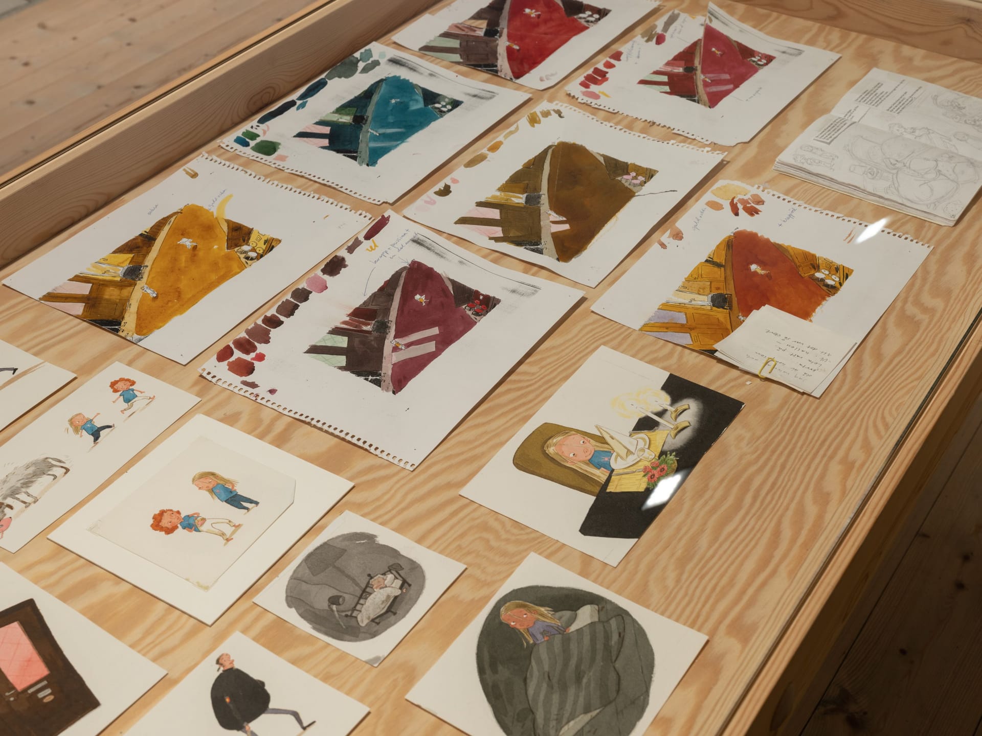 Close up of sketches by Pija Lindenbaum