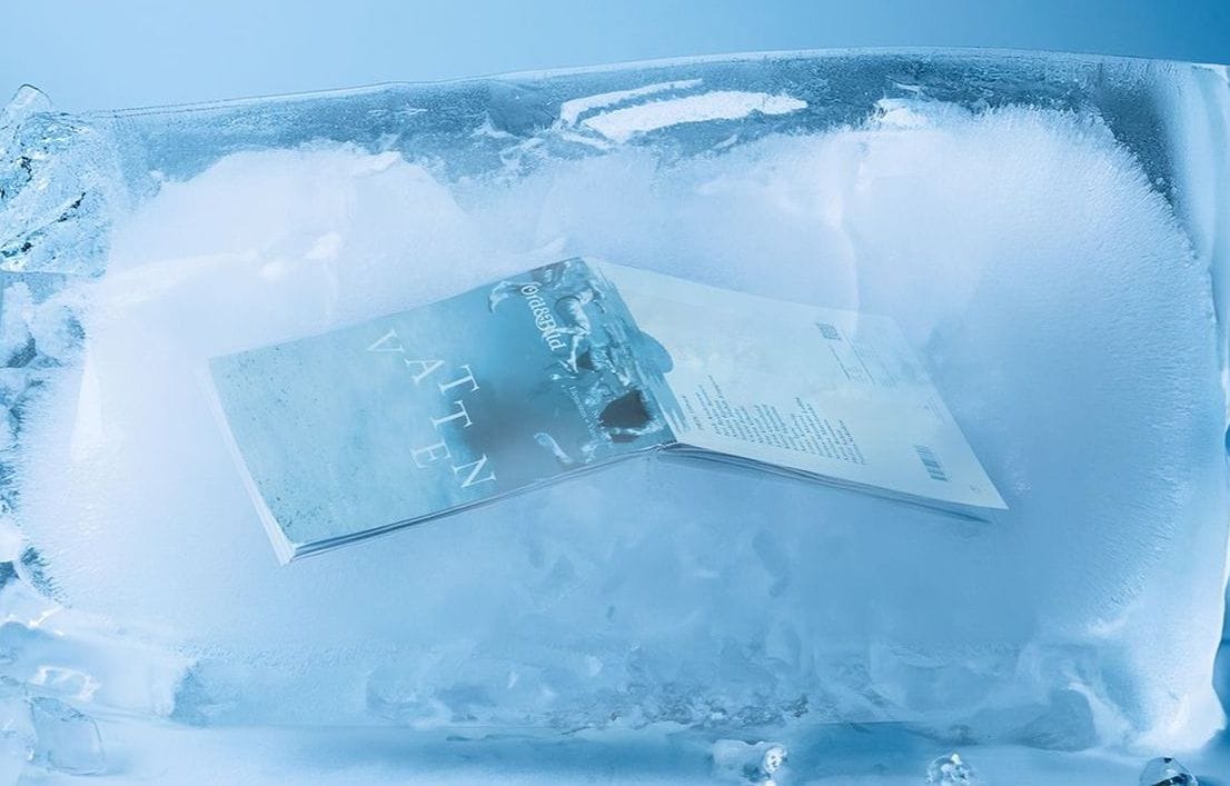 Magazine in ice blocks