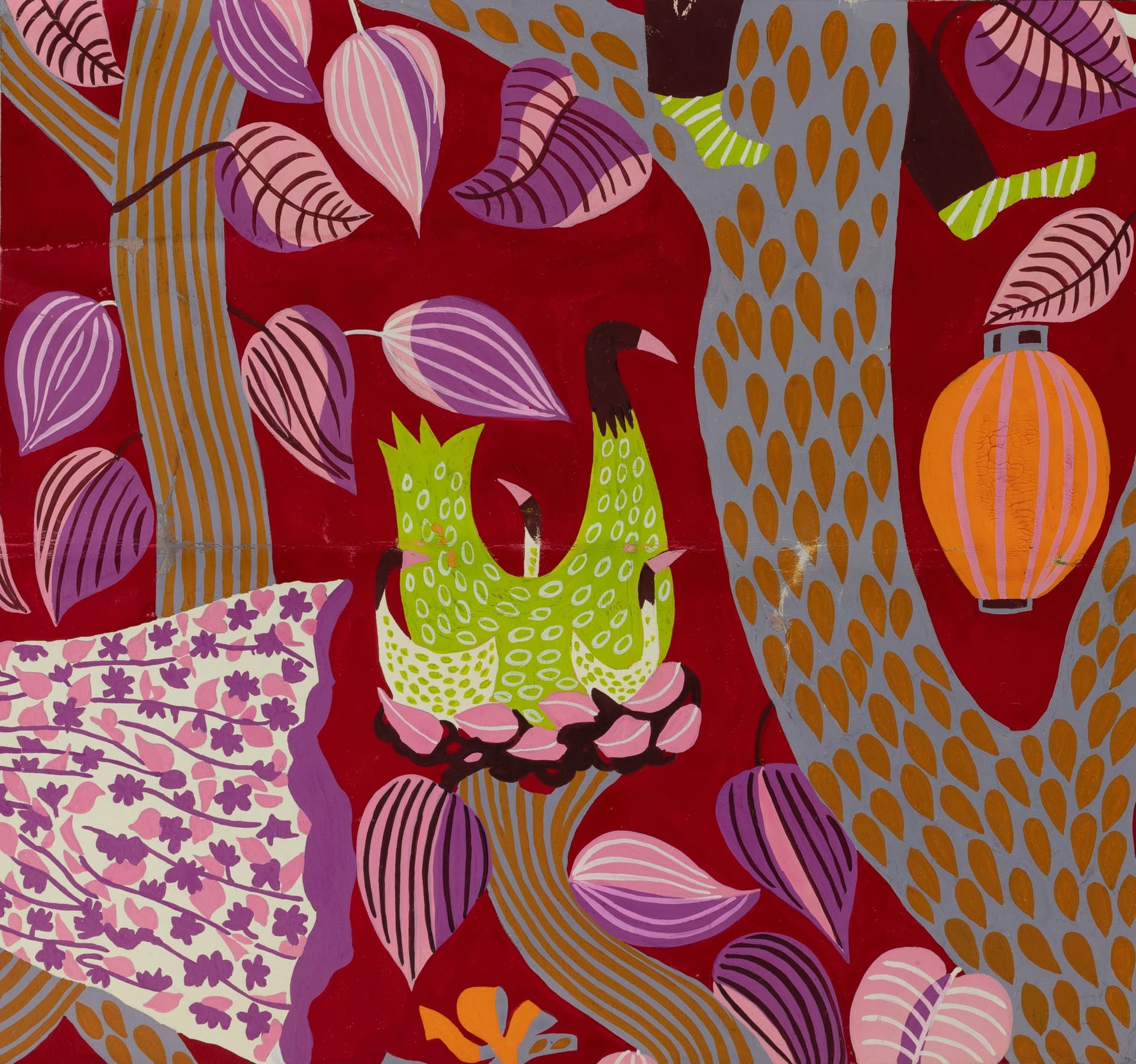 Konstverk: Stig Lindberg, Skiss till textil, odaterad. Foto: Designarkivet © Stig Lindberg / Bildupphovsrätt 2025