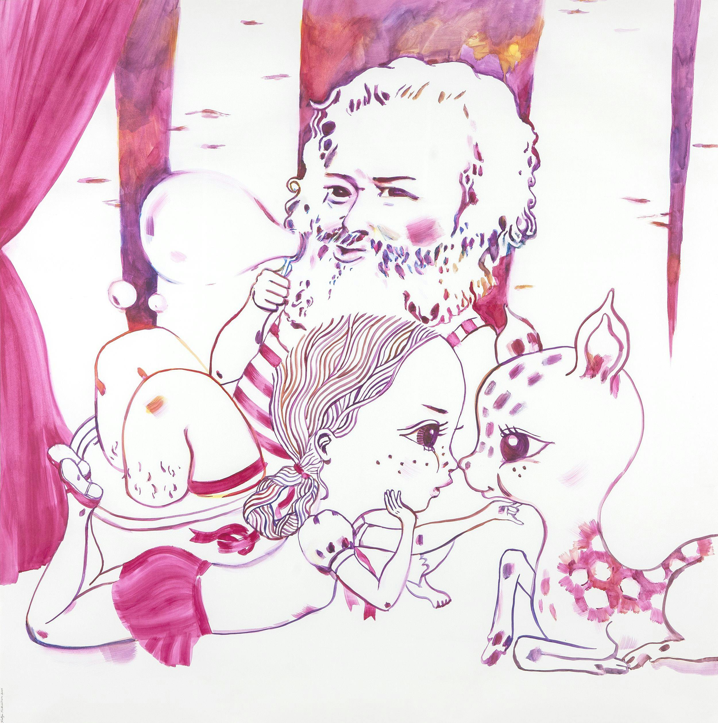 Artwork: Katja Tukiainen, Mlle Good Heavens bathes with Karl Marx, 2010