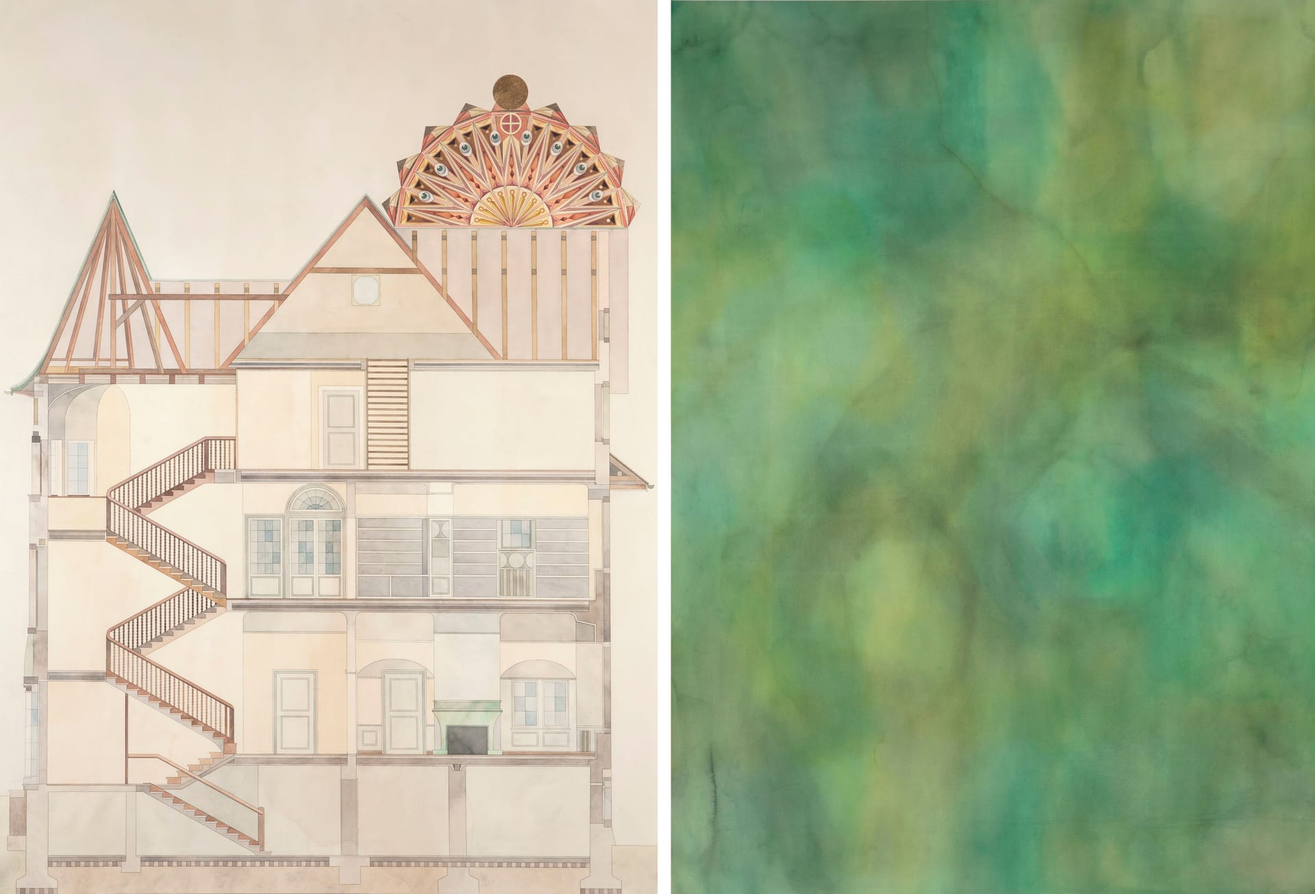 Artwork: Fredrik Söderberg, Diptych - Das haus C.G. Jung & Der traum V, 2013