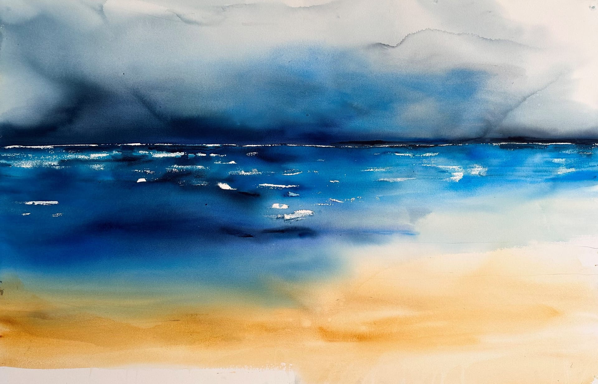 Watercolor of abstract sea