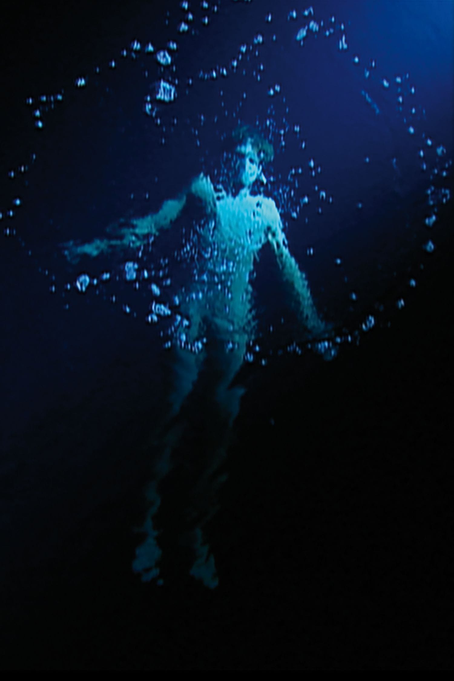 Work by Bill Viola, depicting a man underwater