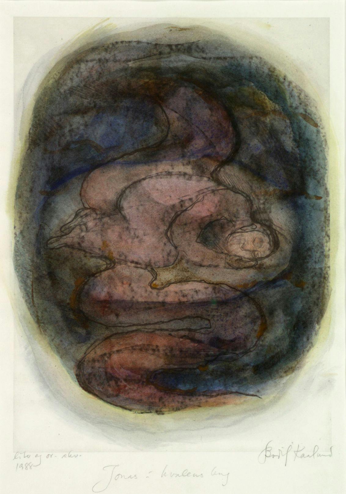 Artwork: Bodil Kaalund, Jonah in the belly of the whale, 1988