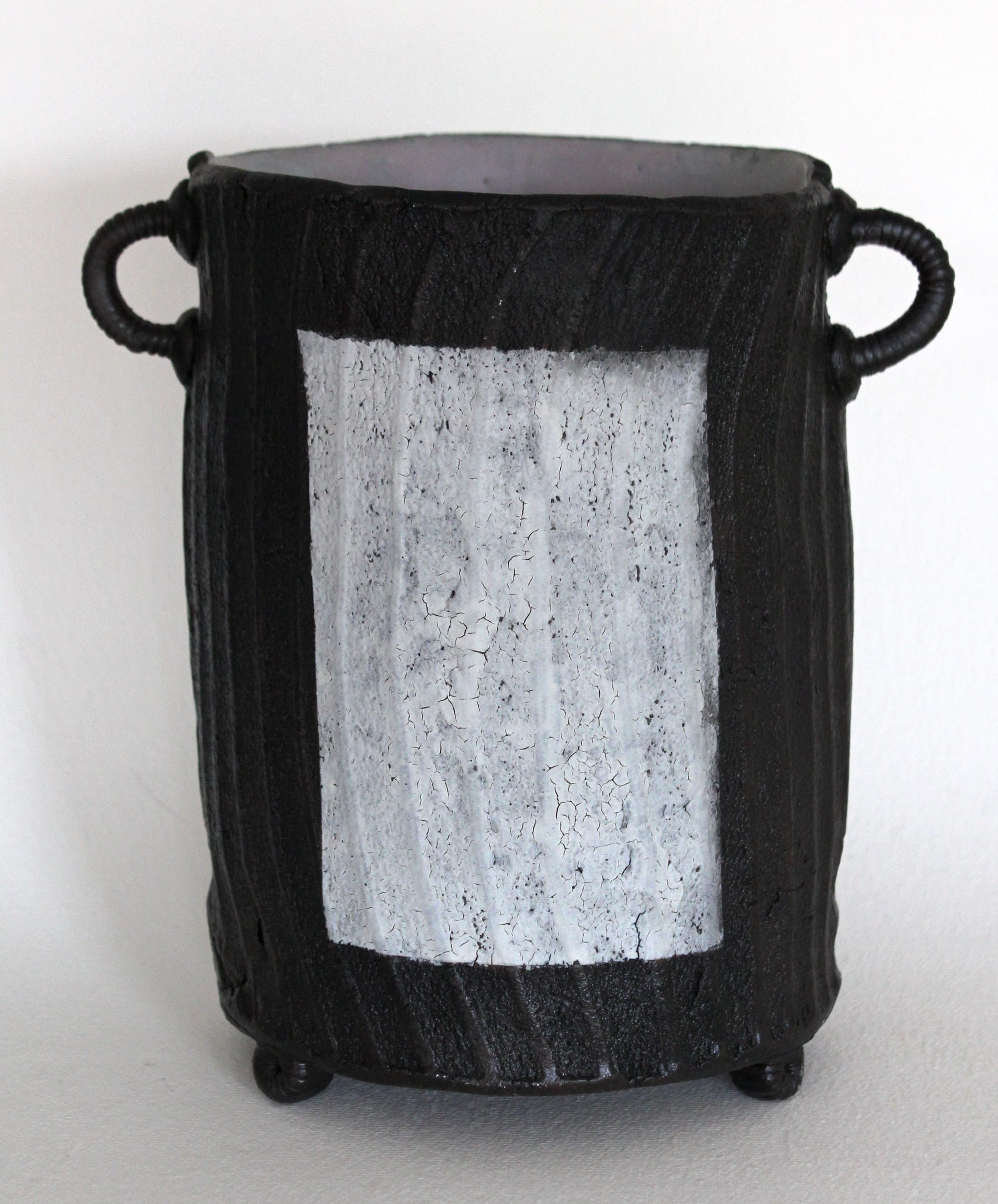Ceramic vessel in gray and black by Annett Florén