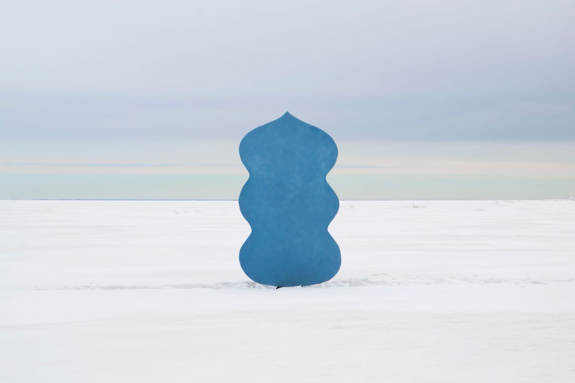 Blue sculpture on ice