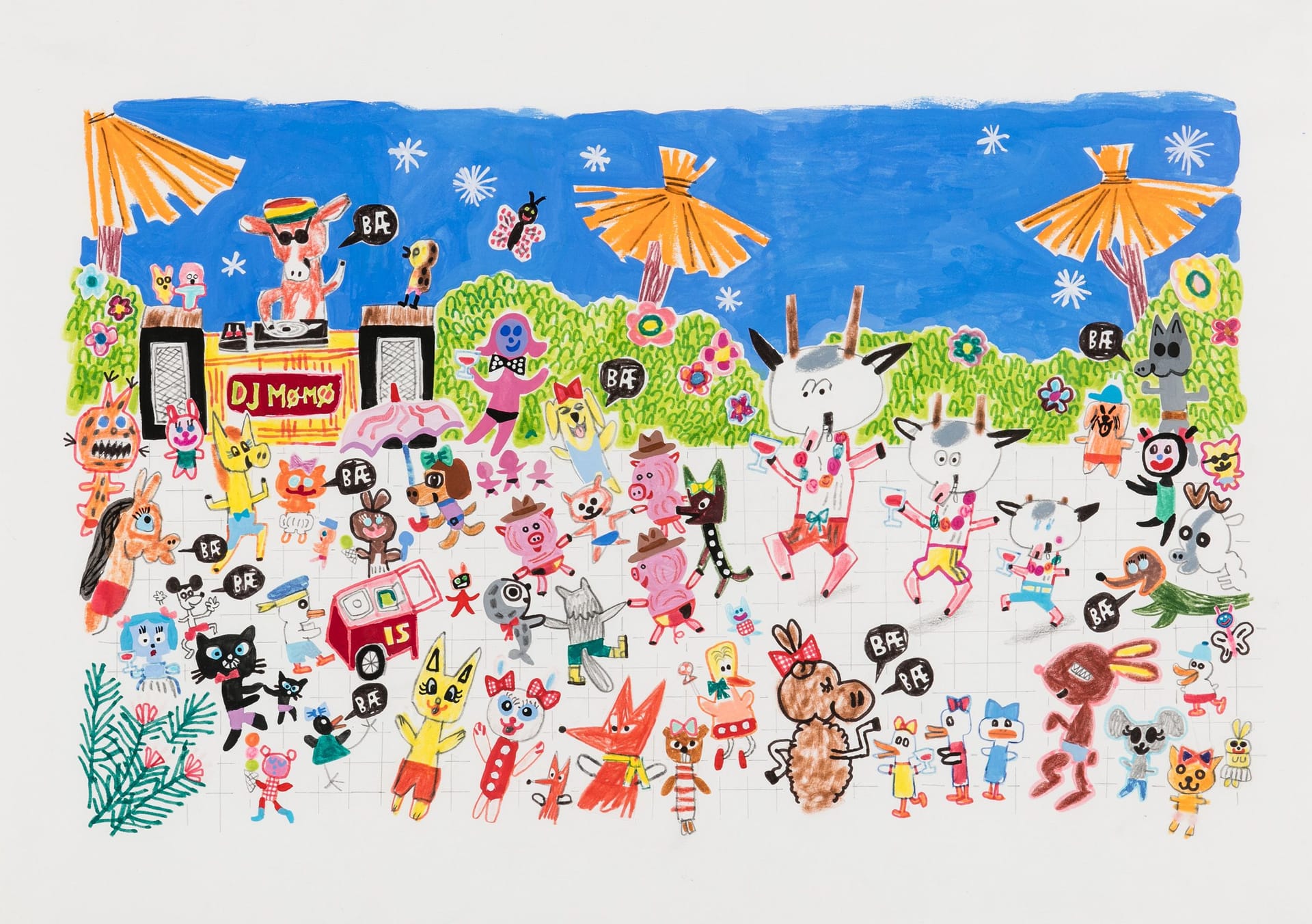 Artwork: Gry Moursund, from the book Billy Goats Gruff at the bathhouse, 2009