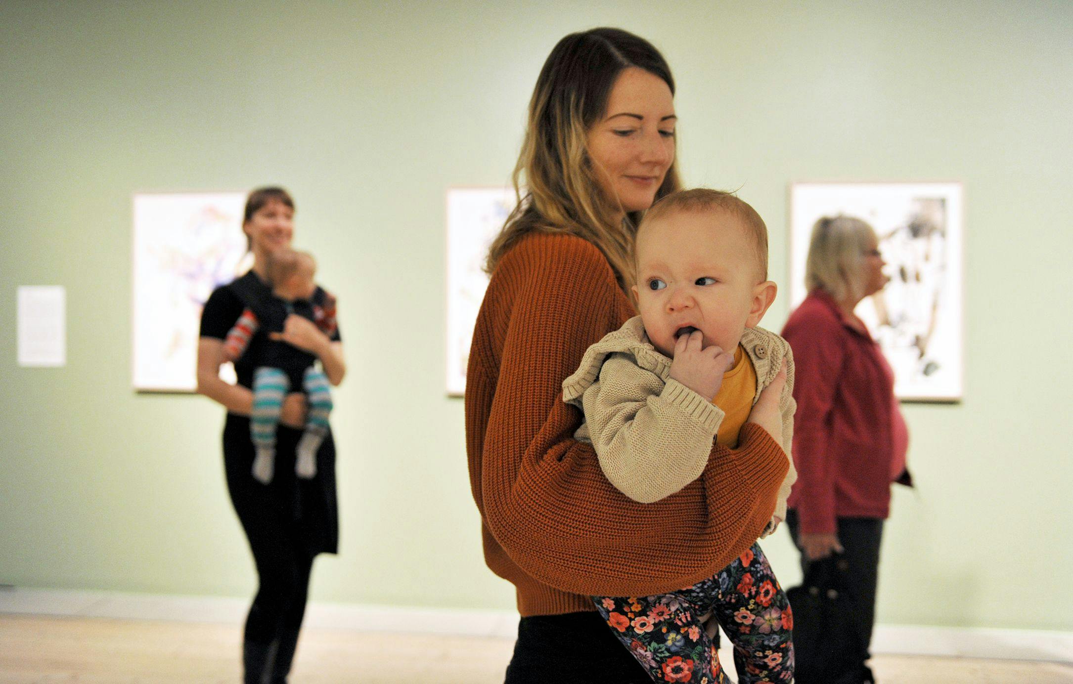 Parents and babies in the exhibition