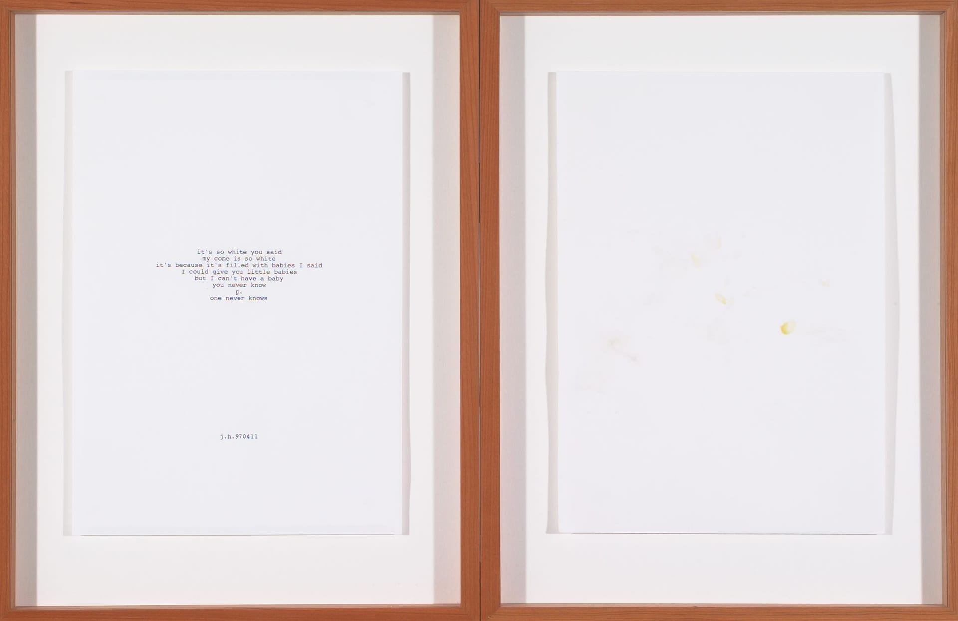 Verk: Jan Hietala, ur Letters That I Sent to Peter and Then Took Back Again, 1997