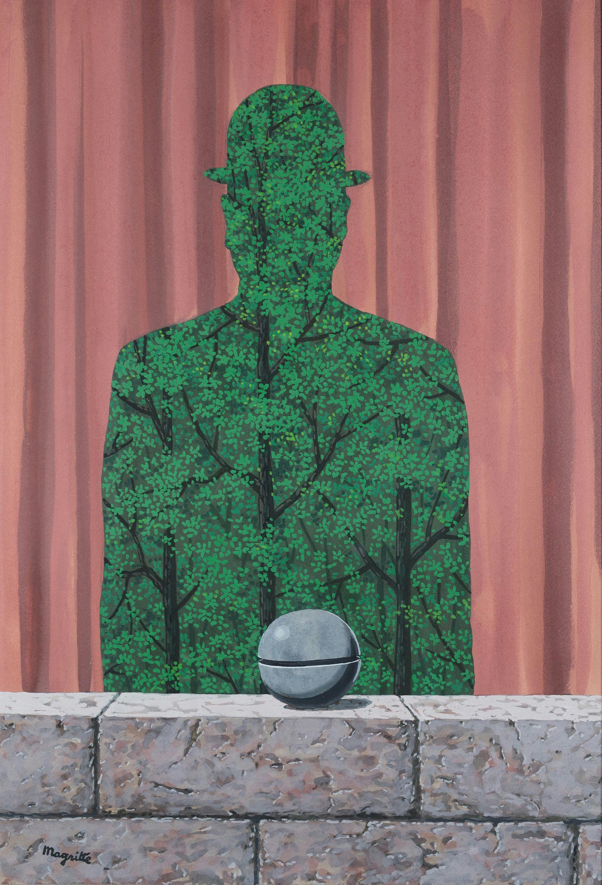 René Magritte, L’homme et la forêt, ca 1965 (Private Collection) © La Fondation Magritte, Bildupphovsrätt, Stockholm 2022
