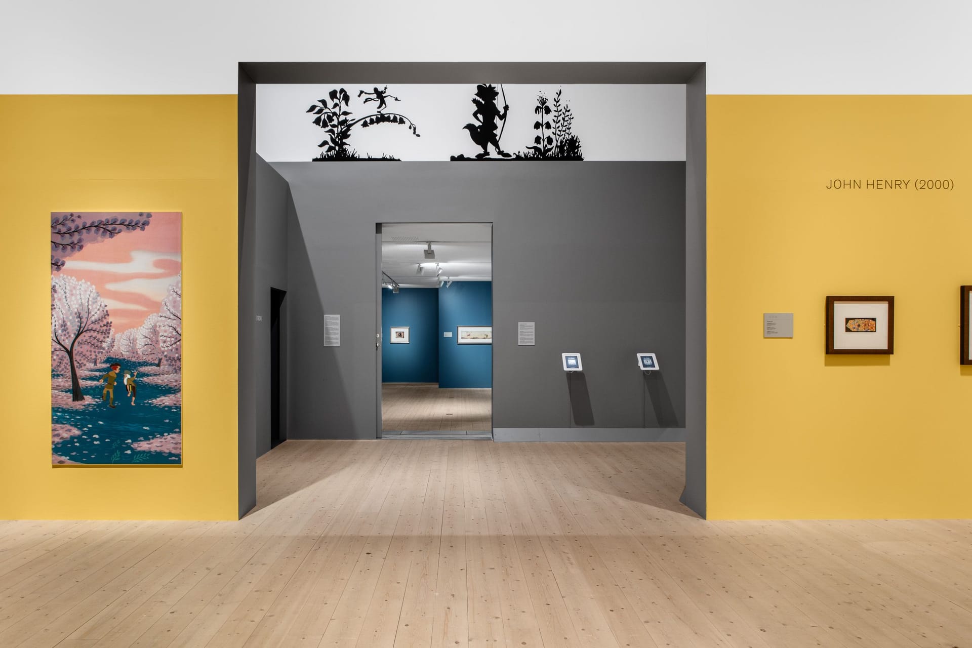 Yellow and gray walls, in the foreground reproduction from Johnny Appleseed