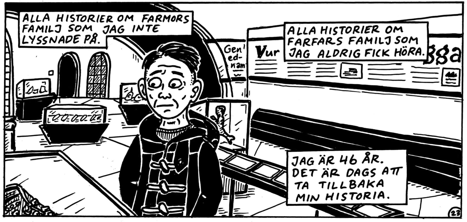Comic strip from the book "When We Were Sámi" by Mats Jonsson