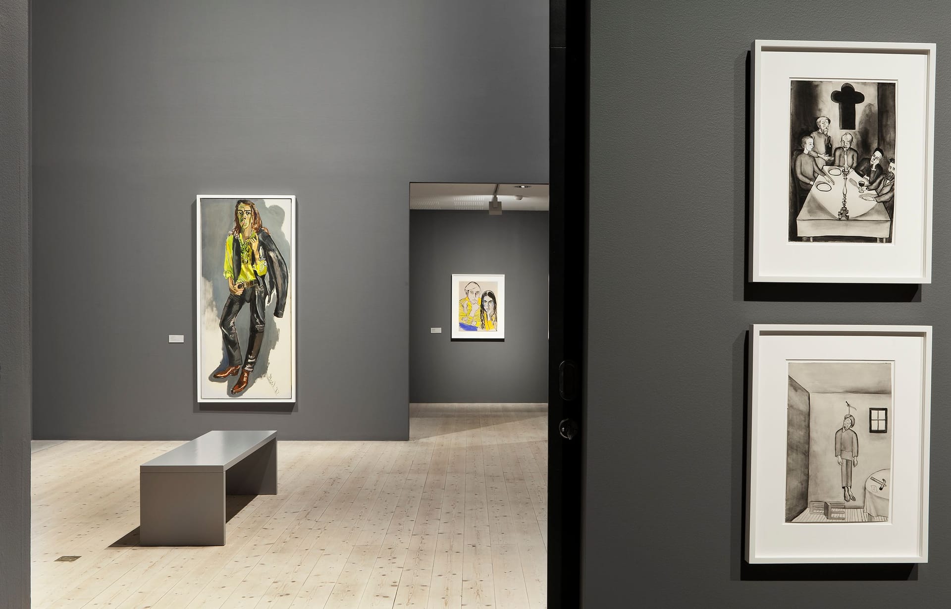 Photo of a gray exhibition hall