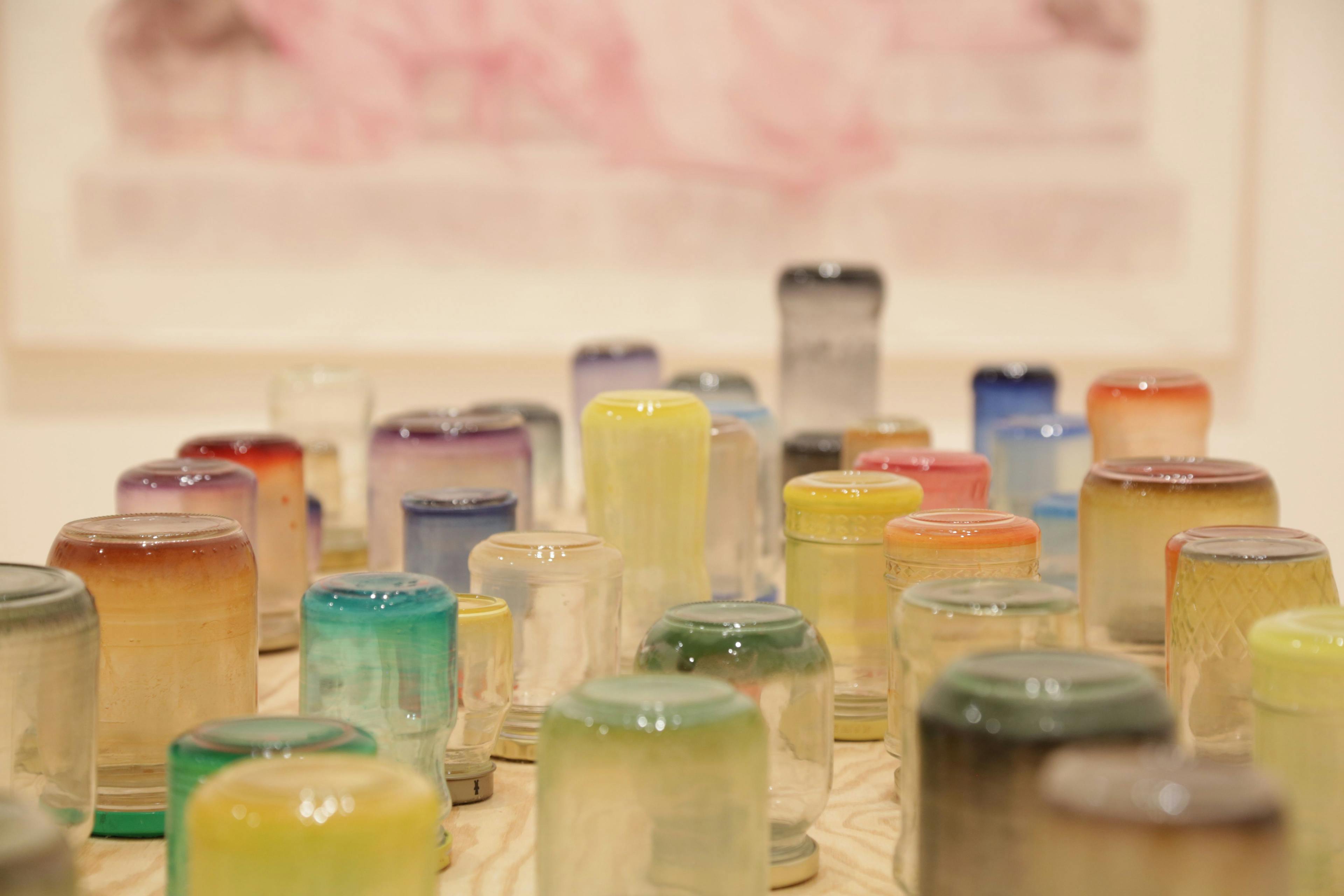 Artwork in image: Solveig Adalsteinsdotter, Evaporated Watercolors in Glass, 2000